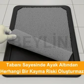 Beylini Dezenfektan Hijyen Paspası Dış Kapı Ev Ofis Apartman Giriş Halısı Kıvırcık Paspas Kaydırmaz Havuzlu Gri - 2