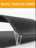 BEYLİNİ Bal Petek PVC Paspas Islak Zeminlerde Kaydırmaz İç Dış Mekan Banyo Duş Lavabo Havuz Kenarı Halısı Gri - 3