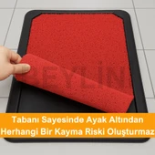 Beylini Dezenfektan Hijyen Paspası Dış Kapı Ev Ofis Apartman Giriş Halısı Kıvırcık Paspas Kaydırmaz Havuzlu Kırmızı - 2