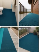 BEYLİNİ Bal Petek PVC Paspas Islak Zeminlerde Kaydırmaz İç Dış Mekan Banyo Duş Lavabo Havuz Kenarı Halısı Mavi - 2