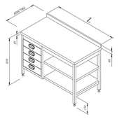 Öztiryakiler Çalışma Tezgahı Ara Raflı Gn Çekmeceli Sırtlı 160x70 Cm - 1