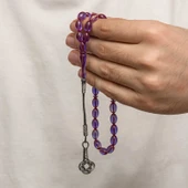 Gümüş Kazaz Püsküllü Sıkma Kehribar Tesbih - 3