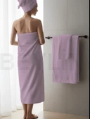 Beylini Banyo Havlu Takımı Yüksek Emici Yumuşak Banyo Hamam Vücut Plaj Havuz Sahil Havlusu Çeyizlik  Mor 70x140cm - 1