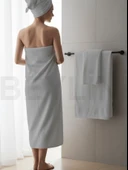 Beylini Banyo Havlu Takımı Yüksek Emici Yumuşak Banyo Hamam Vücut Plaj Havuz Sahil Havlusu Çeyizlik Gri 70x140cm - 1