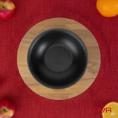 Lava Döküm Yuvarlak Çorba Kasesi ve Kayın Servis Ahşabı. Çap(Ø)14cm. - 7