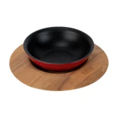Lava Döküm Yuvarlak Çorba Kasesi ve Kayın Servis Ahşabı. Çap(Ø)14cm. - 2