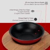 Lava Döküm Yuvarlak Çorba Kasesi ve Kayın Servis Ahşabı. Çap(Ø)14cm. - 6