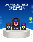 RGB Işıklı USB Hoparlör Seti 9W Çıkış Gücü Derin Bas thumbnail 1