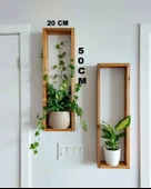 Doğal Ahşap Çok Amaçlı Raf, Kitaplık, Çiçeklik,banyo Rafı 2'li Set DRK702 - 3