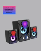 USB Bağlantılı RGB 2.1 Hoparlör Seti Derin Bas ve Renkli Işık thumbnail 4