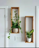 Doğal Ahşap Çok Amaçlı Raf, Kitaplık, Çiçeklik,banyo Rafı 2'li Set DRK702 - 1