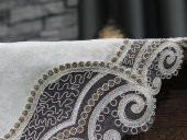 Aryen Kadife Kordone 5 Parça Salon Takımı Krem Koyu Kahve - 3