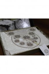 Aryen Kadife Kordone 5 Parça Salon Takımı Krem Koyu Kahve - 6