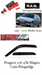 PEUGEOT 106 1992-2002 MODEL 4LÜ MUGEN CAM RÜZGARLIĞI thumbnail 1
