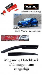 MEGANE 4 HATCHBACK 2017 VE ÜZERİ MODEL 4LÜ MUGEN CAM RÜZGARLIGI thumbnail 1