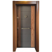 3450 Ahşap Kaplama Çelik Kapı, Tirnakli Sistem Çelik Kapi, Antrasit Düz Model Daire Kapısı - 1