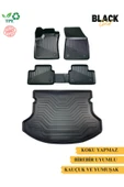 Black Gold Fiat Egea Cross 2021+ 3D Uyumlu Oto Paspas ve Bagaj Havuzu Araca Özel Set Ring - 3