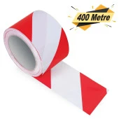 Emniyet Şeridi İkaz Bandı Kırmızı Beyaz Uyarı Bant 400 Metre thumbnail 1