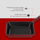 Lava Döküm Mini Kare Izgara Tava Döküm Demir Yekpare Saplı Ölçü 16x16cm. thumbnail 6