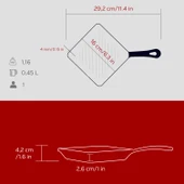 Lava Döküm Mini Kare Izgara Tava Döküm Demir Yekpare Saplı Ölçü 16x16cm. thumbnail 5