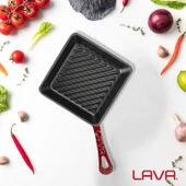 Lava Döküm Mini Kare Izgara Tava Döküm Demir Yekpare Saplı Ölçü 16x16cm. thumbnail 7