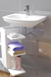 Lavabo Altı Raf Dolap Lavabo Altı Boru Kapatıcı Aksesuar Dekoratif Raf Banyo Düzenleyici - 2