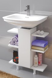 Lavabo Altı Raf Dolap Lavabo Altı Boru Kapatıcı Aksesuar Dekoratif Raf Banyo Düzenleyici - 3