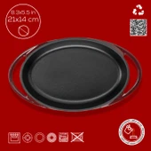 Lava Döküm Oval Sahan Döküm Demir Yekpare Çift Kulplu Ölçü 21x14cm.-Bordo thumbnail 4