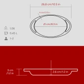 Lava Döküm Oval Sahan Döküm Demir Yekpare Çift Kulplu Ölçü 21x14cm.-Bordo thumbnail 5