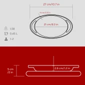 Lava Döküm Oval Sahan Döküm Demir Yekpare Çift Kulplu Kayın Servis Ahşabı Ölçü 21x14cm.-Bordo thumbnail 5