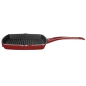 Lava Döküm Kare Izgara Tava Döküm Demir Yekpare Saplı. Ölçü 26x26cm.-Bordo - 1