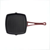 Lava Döküm Kare Izgara Tava Döküm Demir Yekpare Saplı. Ölçü 26x26cm.-Bordo - 3