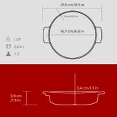 Lava Döküm Yuvarlak Güveç Kabı Döküm Demir Yekpare Çift Kulplu Çap(Ø)17cm.-Bordo - 5