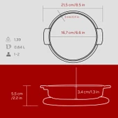 Lava Döküm Yuvarlak Güveç Kabı Döküm Demir Yekpare Çift Kulplu Kayın Servis Ahşabı Çap(Ø)17cm.-Bordo - 5
