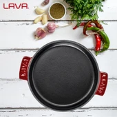 Lava Döküm Yuvarlak Güveç Kabı Döküm Demir Yekpare Çift Kulplu Çap(Ø)17cm.-Bordo - 7