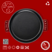 Lava Döküm Yuvarlak Güveç Kabı Döküm Demir Yekpare Çift Kulplu Çap(Ø)17cm.-Bordo - 4