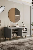 Mila sis gri MDF 140 cm raflı konsol - 3