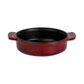 Lava Döküm Yuvarlak Güveç Kabı Döküm Demir Yekpare Çift Kulplu Çap(Ø)14cm.-Bordo - 1