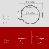 Lava Döküm Yuvarlak Güveç Kabı Döküm Demir Yekpare Çift Kulplu Çap(Ø)14cm.-Bordo - 5