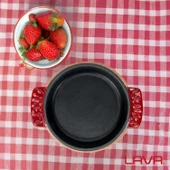 Lava Döküm Yuvarlak Güveç Kabı Döküm Demir Yekpare Çift Kulplu Kayın Servis Ahşabı Çap(Ø)11cm.-Bordo thumbnail 7