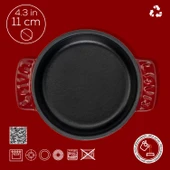 Lava Döküm Yuvarlak Güveç Kabı Döküm Demir Yekpare Çift Kulplu Çap(Ø)11cm.-Bordo thumbnail 4