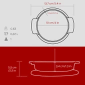 Lava Döküm Yuvarlak Güveç Kabı Döküm Demir Yekpare Çift Kulplu Kayın Servis Ahşabı Çap(Ø)11cm.-Bordo thumbnail 5