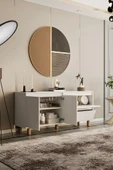 Mila beyaz MDF 140 cm raflı konsol - 3