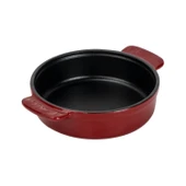 Lava Döküm Yuvarlak Güveç Kabı Döküm Demir Yekpare Çift Kulplu Çap(Ø)14cm.-Bordo - 2