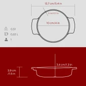 Lava Döküm Yuvarlak Güveç Kabı Döküm Demir Yekpare Çift Kulplu Çap(Ø)11cm.-Bordo thumbnail 5
