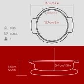 Lava Döküm Yuvarlak Güveç Kabı Döküm Demir Yekpare Çift Kulplu Kayın Servis Ahşabı Çap(Ø)14cm.-Bordo - 5
