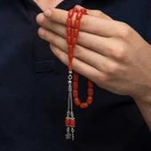 Gümüş Püsküllü Kapsül Kesim Sıkma Kehribar Tesbih - 2