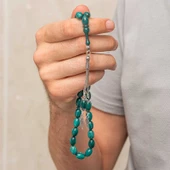 Gümüş Püsküllü Sıkma Kehribar Tesbih - 4