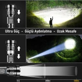 Valkyrie 15W LED + UV El Feneri 3000mAh Şarjlı 9 Mod Zoom Powerbank Özellikli Suya Dayanıklı Fener thumbnail 4