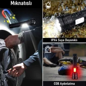 Valkyrie 15W LED + UV El Feneri 3000mAh Şarjlı 9 Mod Zoom Powerbank Özellikli Suya Dayanıklı Fener thumbnail 6